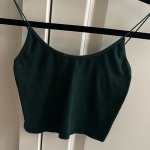 UO forest green stretchy crop tank